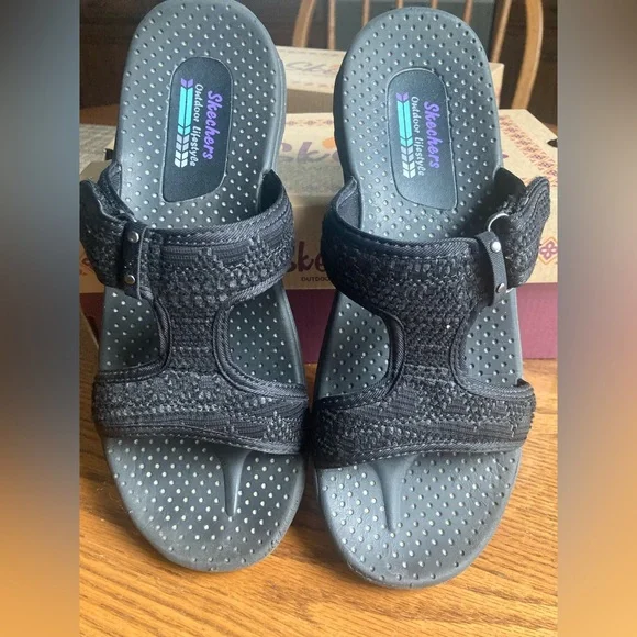 Like new Skechers Black Outdoor Sandals - Picture 2 of 11